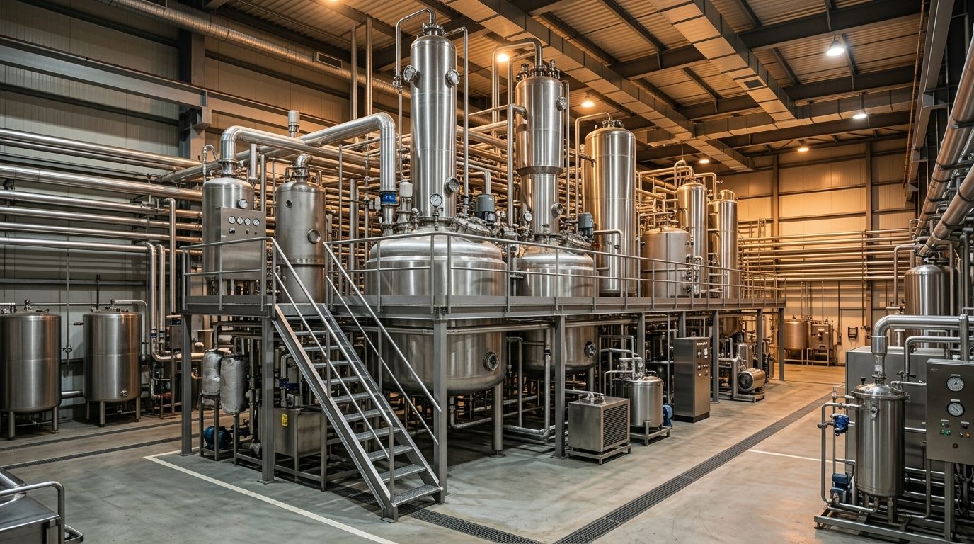 Nagdev Products industrial castor processing facility in Banaskantha, Gujarat