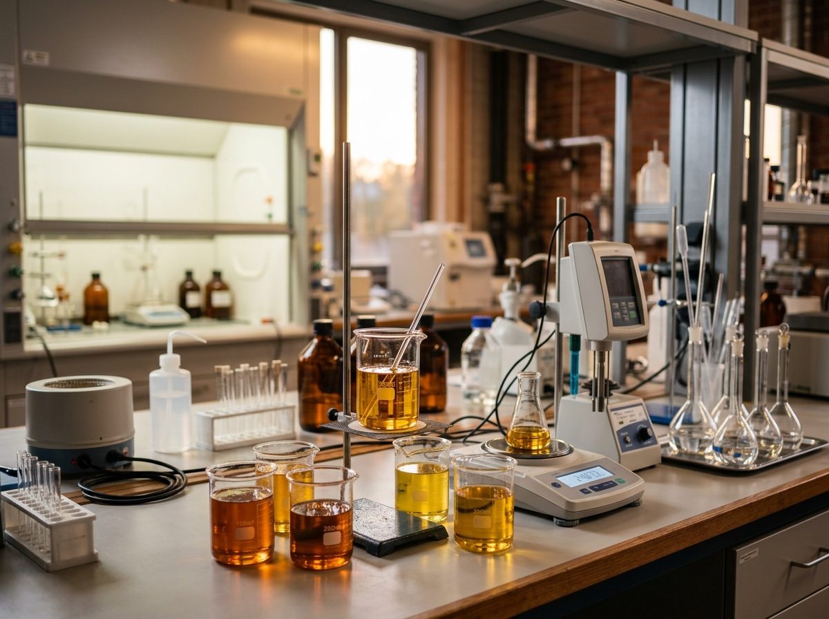 Quality control laboratory — castor oil analytical testing